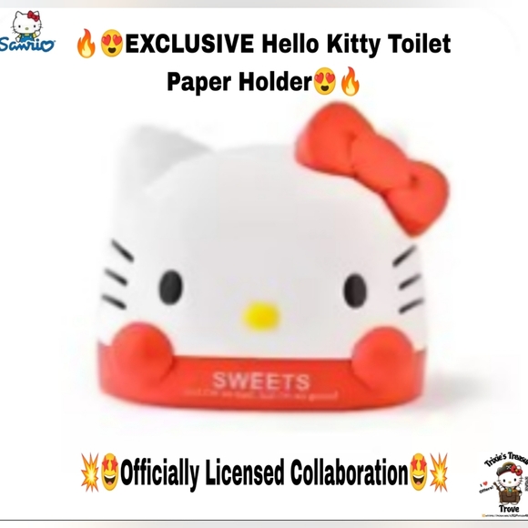 Hello Kitty Other - EXCLUSIVE - Hello Kitty Officially Licensed Collaboration Toilet Paper Holder